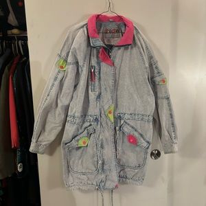 Vintage 80s East West By Panda Group Denim Acid Wash Jacket Unisex Size Large